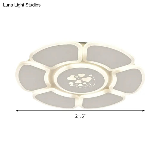 Minimalist Flower Led Ceiling Lamp For Bedroom In White