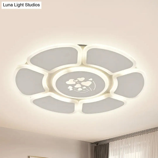 Minimalist Flower Led Ceiling Lamp For Bedroom In White