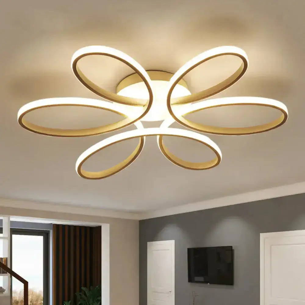 Minimalist Flower-Shaped Flushmount Acrylic Led Ceiling Light In White / 23’