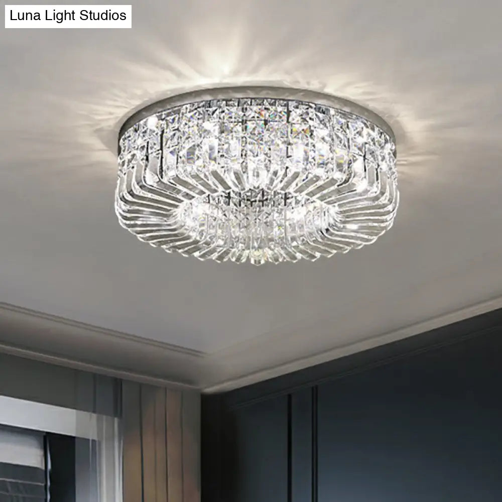 Minimalist Flush Light: Crystal Shade Bedroom Ceiling Lamp