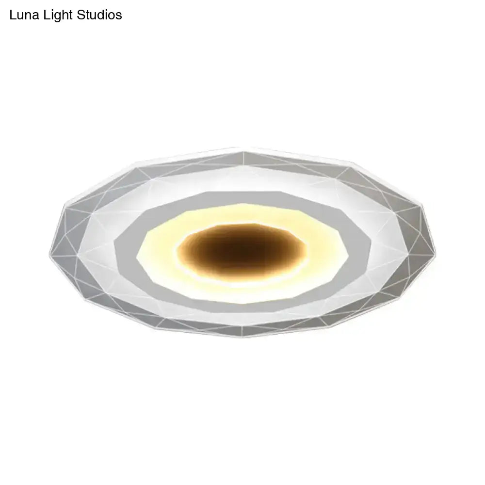 Minimalist Flush Mount Led Ceiling Lamp In White With Ultrathin Design & Acrylic Finish