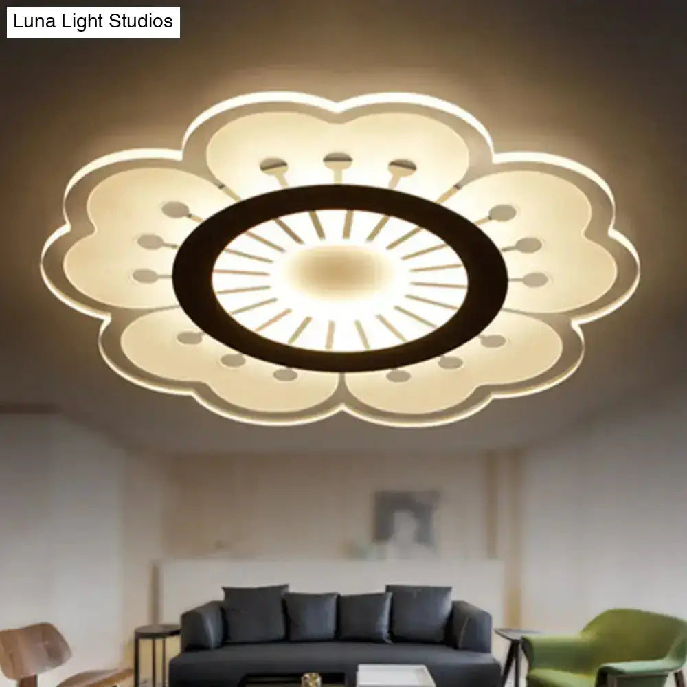 Minimalist Flush Mount Led Ceiling Lamp In White With Ultrathin Design & Acrylic Finish