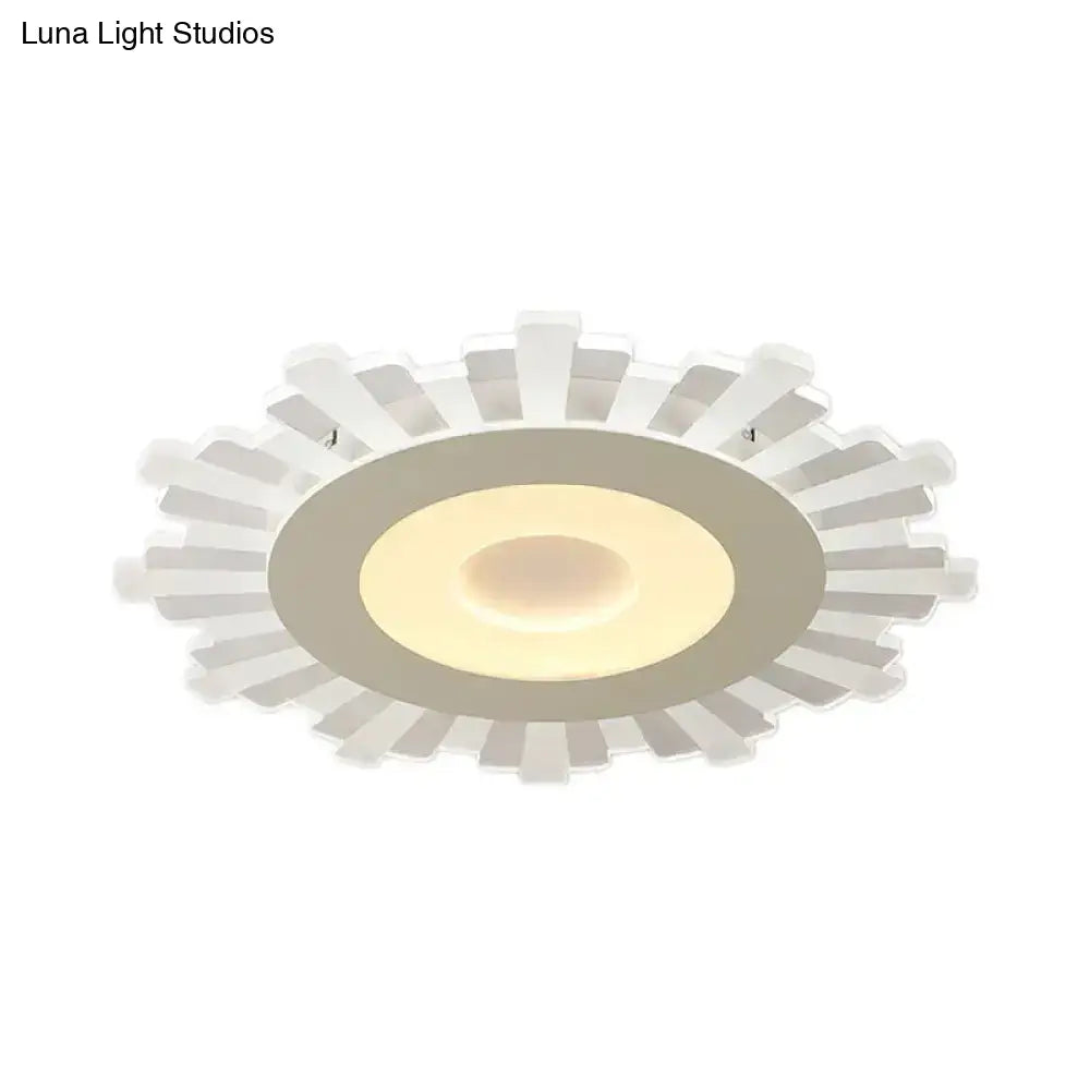 Minimalist Flush Mount Led Ceiling Lamp In White With Ultrathin Design & Acrylic Finish