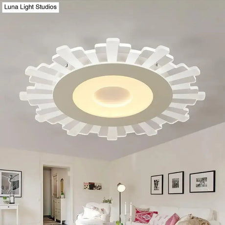 Minimalist Flush Mount Led Ceiling Lamp In White With Ultrathin Design & Acrylic Finish