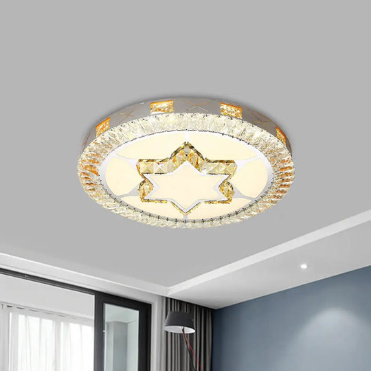 Minimalist Flush Mount Led Chrome Lamp With Beveled Crystal For Sleeping Room / Star