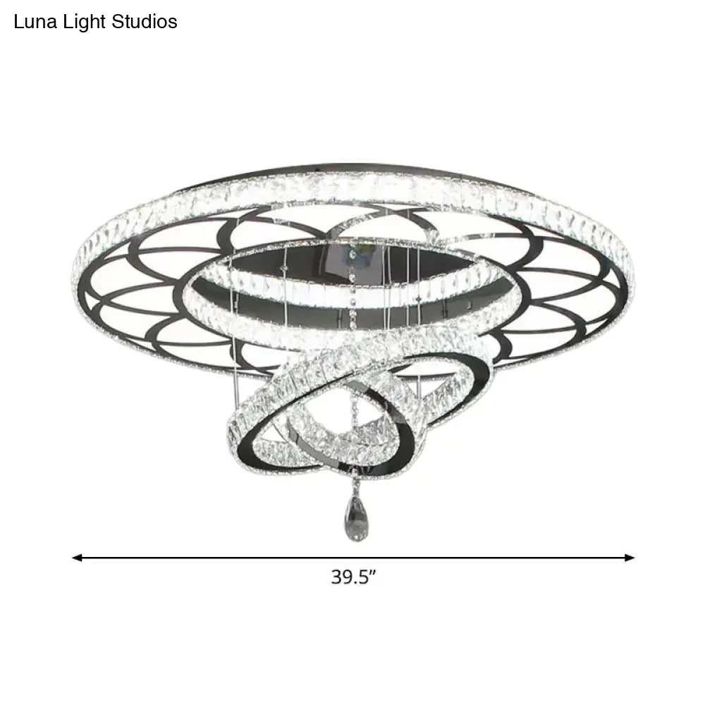 Minimalist Flush Mount Led Crystal Ring Light For Living Room Ceiling