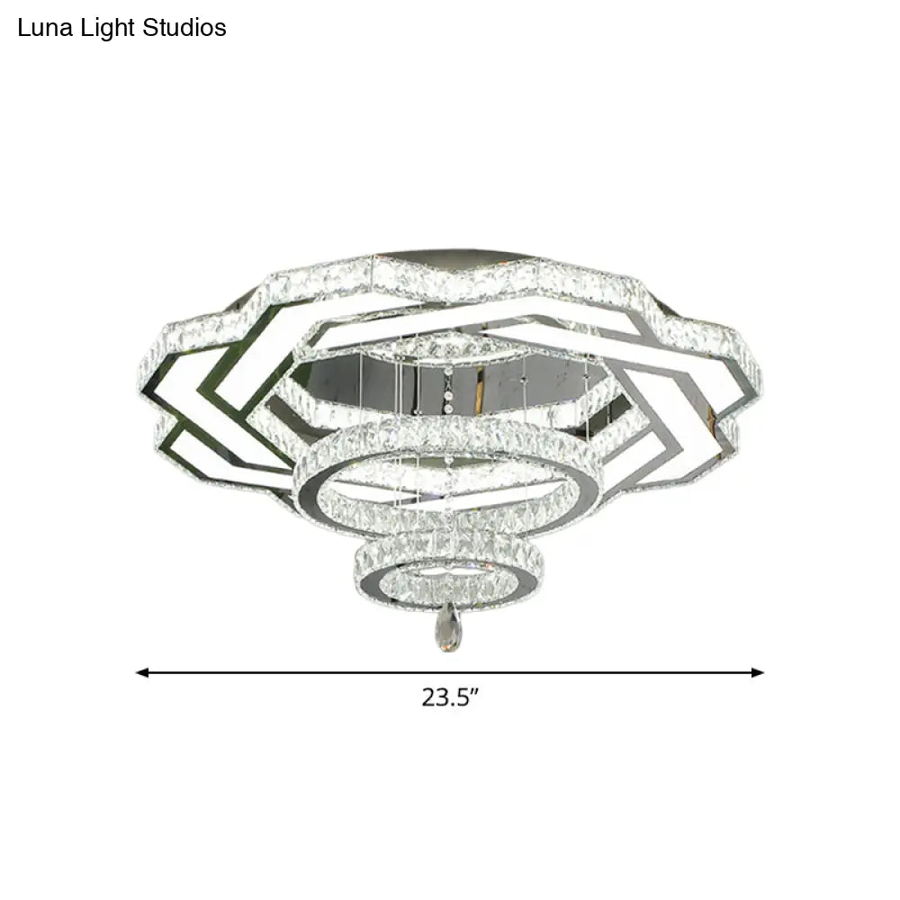 Minimalist Flush Mount Led Crystal Ring Light For Living Room Ceiling