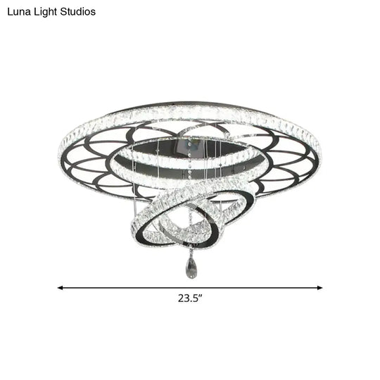 Minimalist Flush Mount Led Crystal Ring Light For Living Room Ceiling