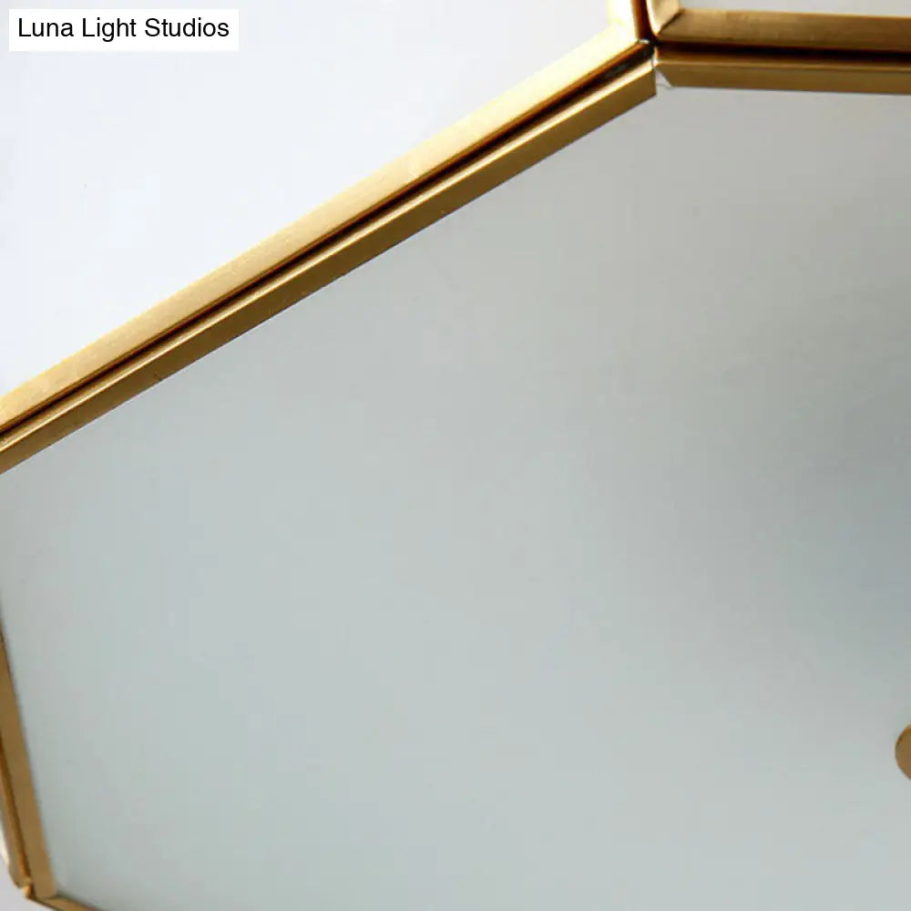 Minimalist Football Design Ceiling Light With Brass Finish – Flush Mount Glass Fixture