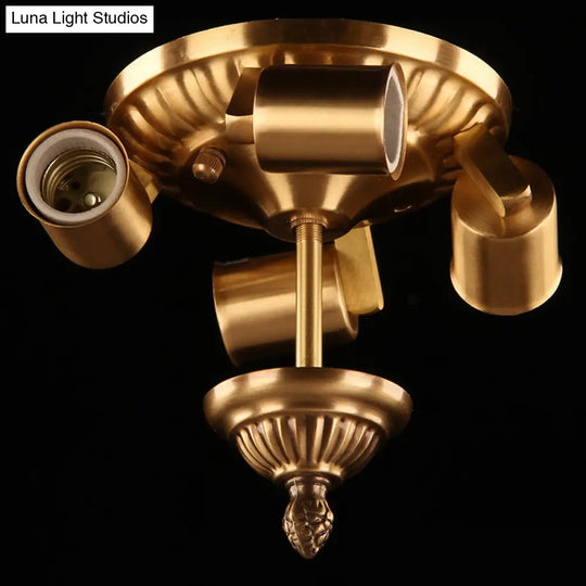 Minimalist Frosted Glass Brass Flushmount Ceiling Light For Dining Room