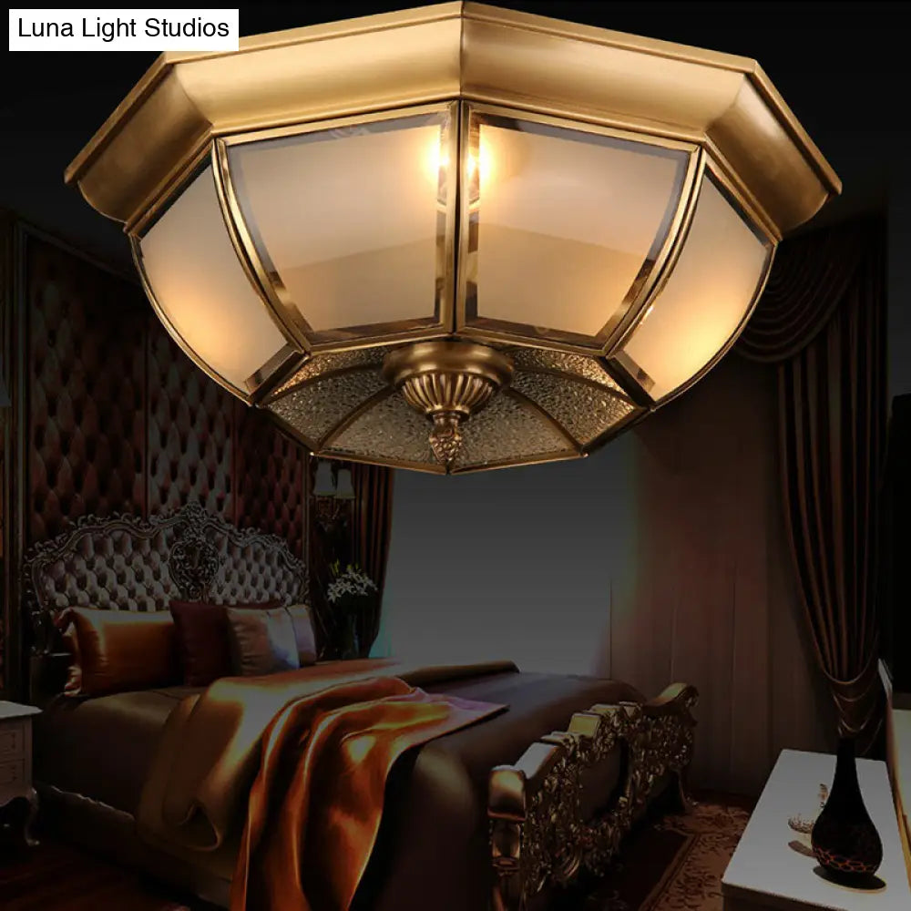Minimalist Frosted Glass Brass Flushmount Ceiling Light For Dining Room