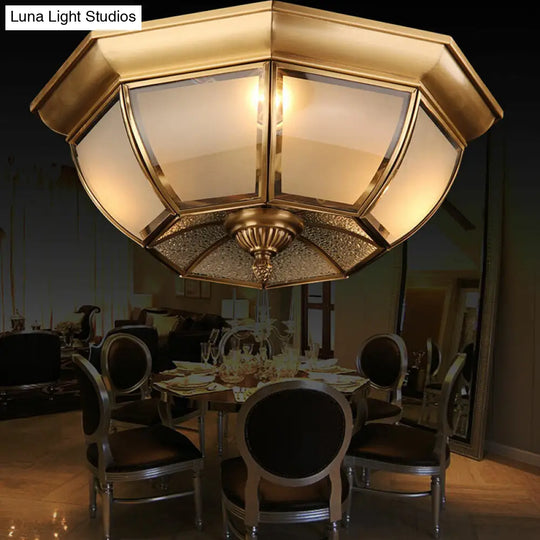 Minimalist Frosted Glass Brass Flushmount Ceiling Light For Dining Room / 14