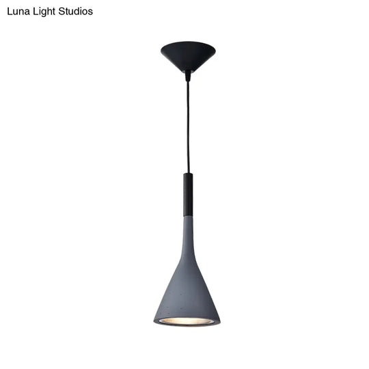 Minimalist Funnel Pendant Cement Light Fixture In Red/Black/White - Ideal For Bedside