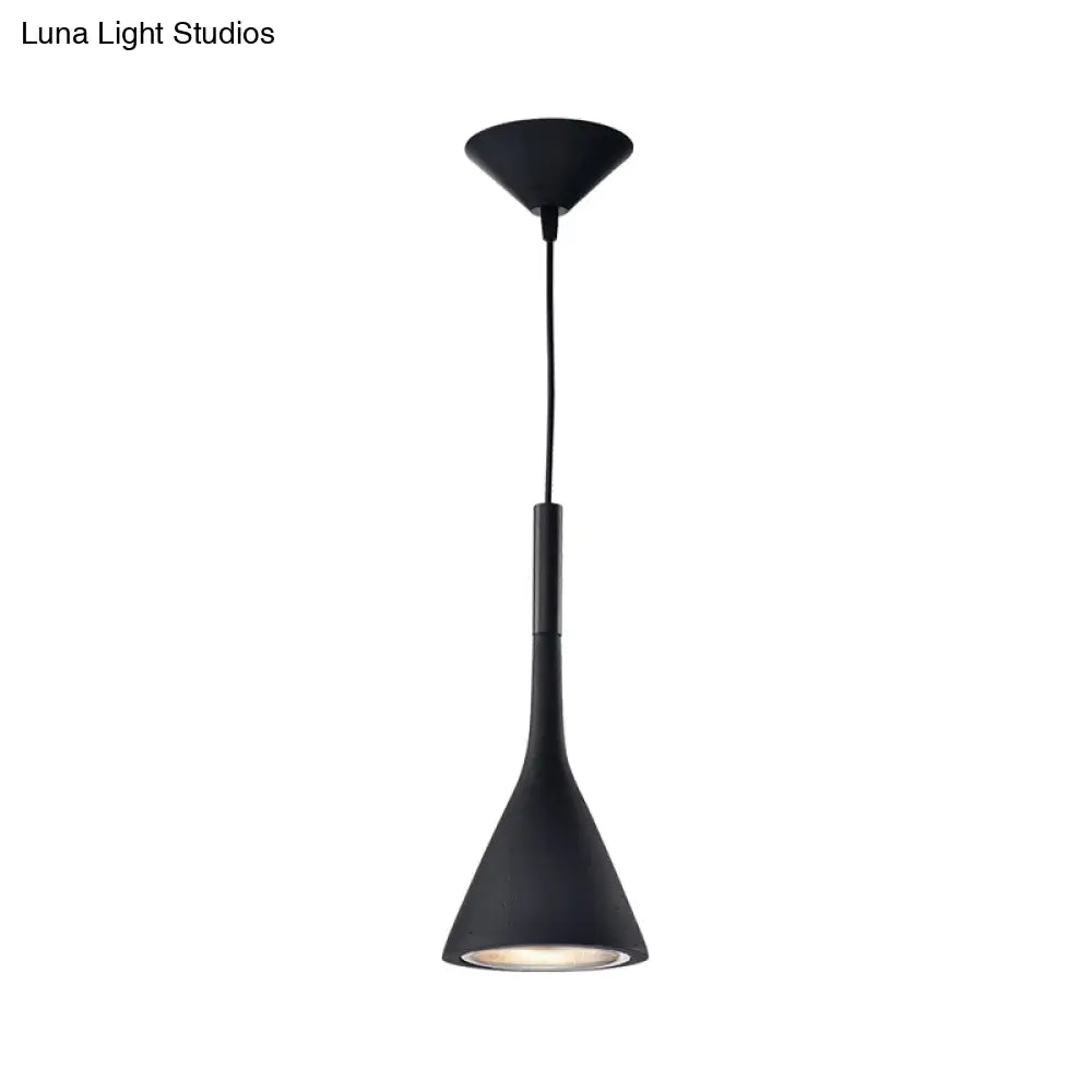 Minimalist Funnel Pendant Cement Light Fixture In Red/Black/White - Ideal For Bedside