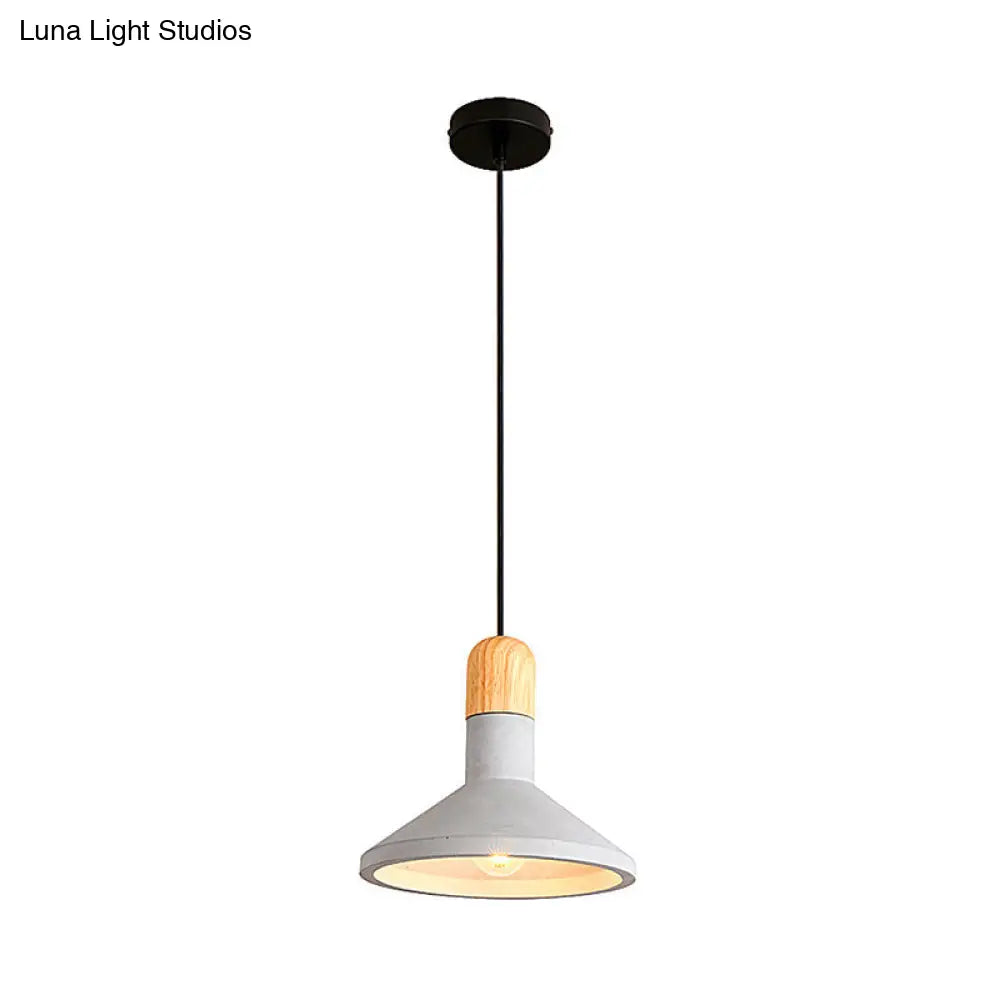 Minimalist Funnel Pendant Light In Grey - Cement Finish Perfect For Dining Room Includes 1 Bulb