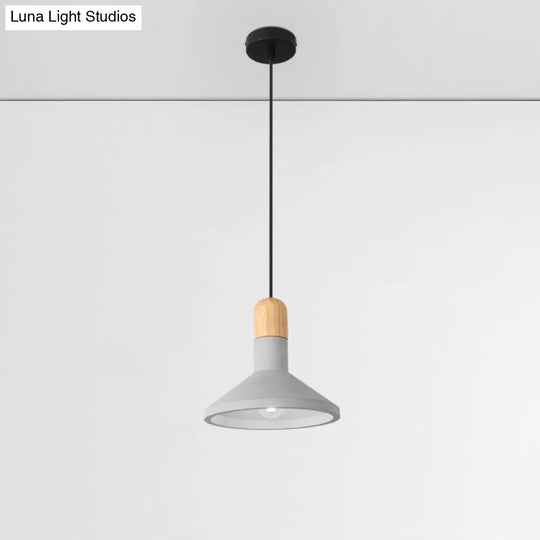 Minimalist Funnel Pendant Light In Grey - Cement Finish Perfect For Dining Room Includes 1 Bulb