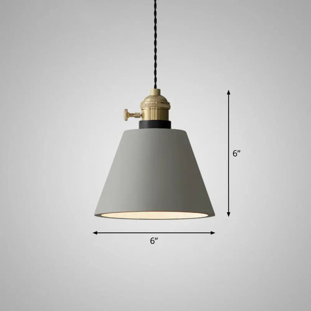 Minimalist Geometric Cement Pendant Light With Rotary Switch For Dining Rooms - Grey / B