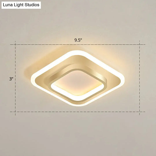 Minimalist Geometric Flushmount Ceiling Lamp - Sleek Metal Corridor Light Gold / Warm Square Plate