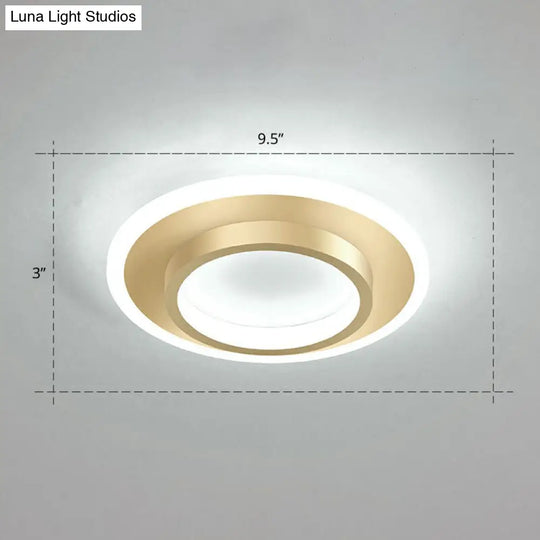 Minimalist Geometric Flushmount Ceiling Lamp - Sleek Metal Corridor Light Gold / White Round