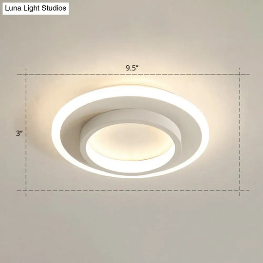 Minimalist Geometric Flushmount Ceiling Lamp - Sleek Metal Corridor Light White / Warm Round