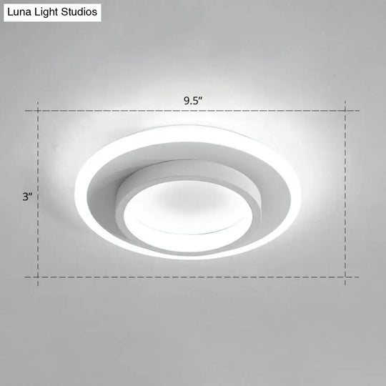 Minimalist Geometric Flushmount Ceiling Lamp - Sleek Metal Corridor Light White / Round