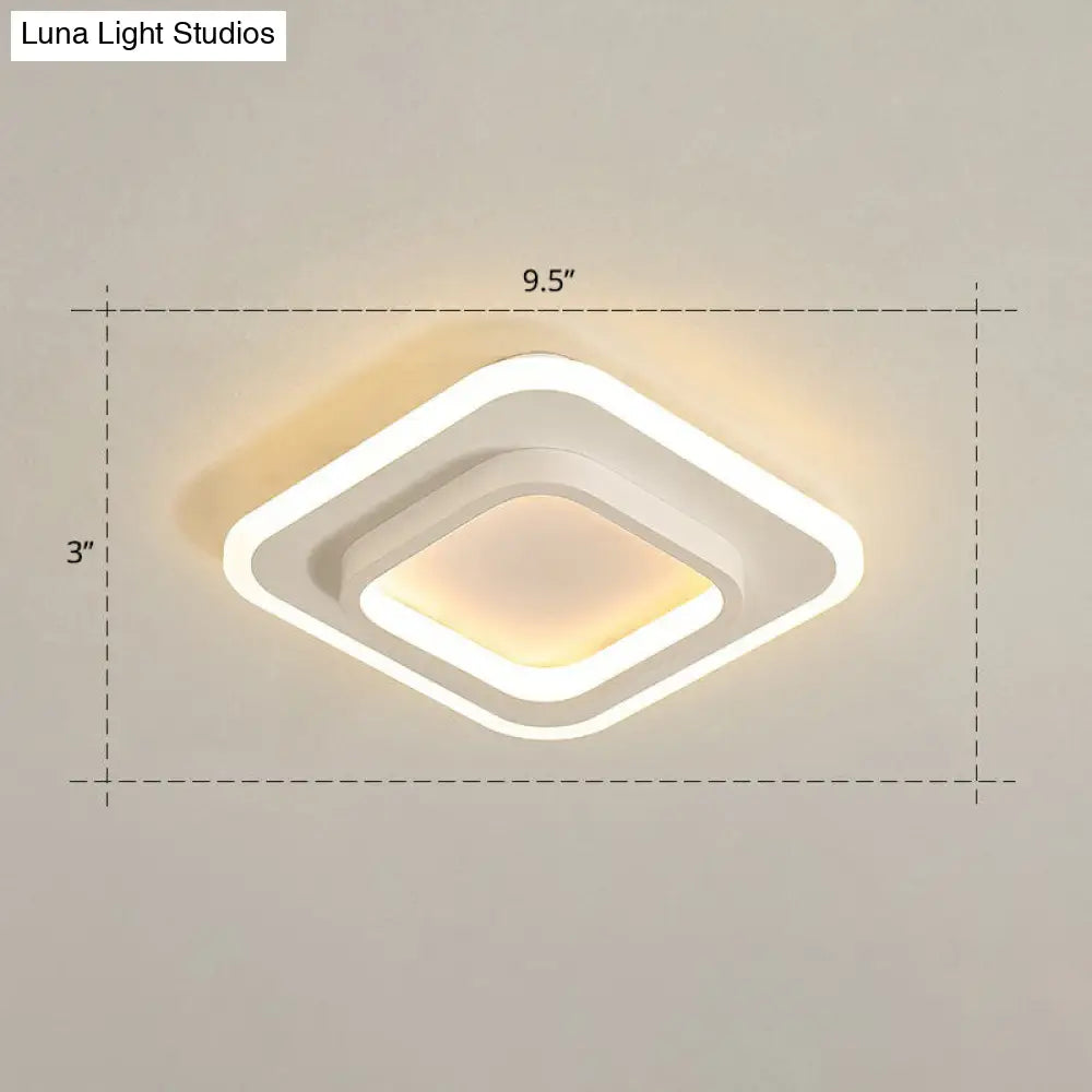 Minimalist Geometric Flushmount Ceiling Lamp - Sleek Metal Corridor Light White / Warm Square Plate