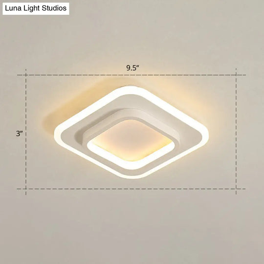 Minimalist Geometric Flushmount Ceiling Lamp - Sleek Metal Corridor Light White / Warm Square Plate