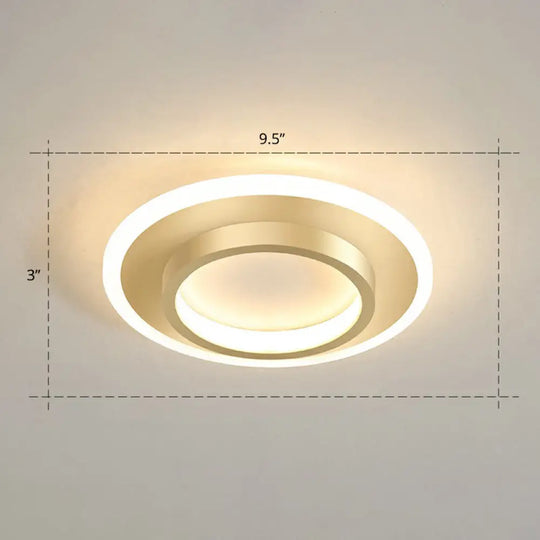 Minimalist Geometric Flushmount Ceiling Lamp - Sleek Metal Corridor Light Gold / Warm Round