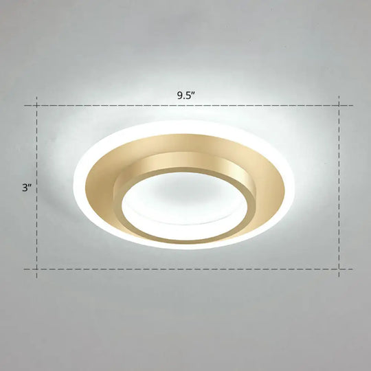 Minimalist Geometric Flushmount Ceiling Lamp - Sleek Metal Corridor Light Gold / White Round