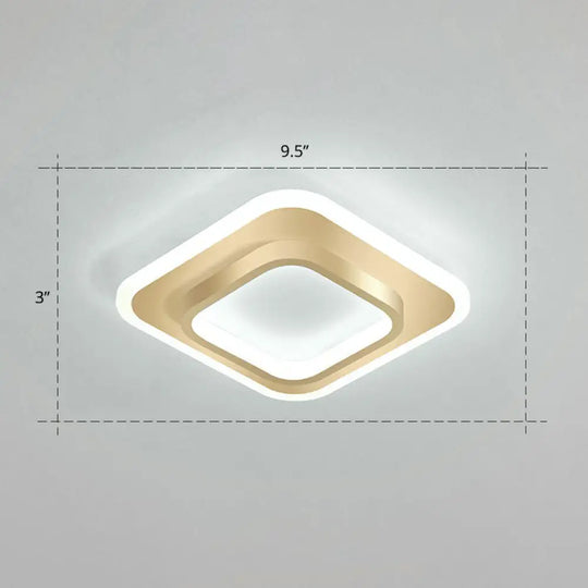 Minimalist Geometric Flushmount Ceiling Lamp - Sleek Metal Corridor Light Gold / White Square Plate