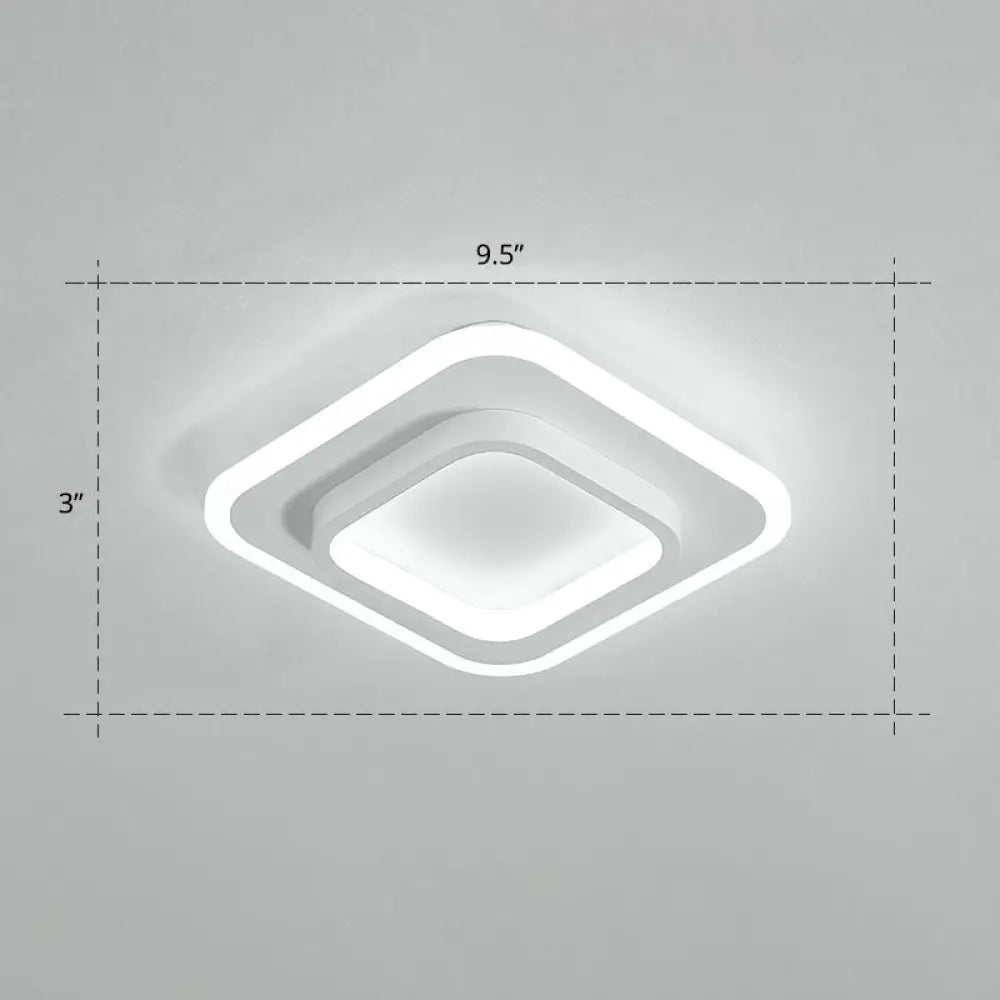 Minimalist Geometric Flushmount Ceiling Lamp - Sleek Metal Corridor Light White / Square Plate