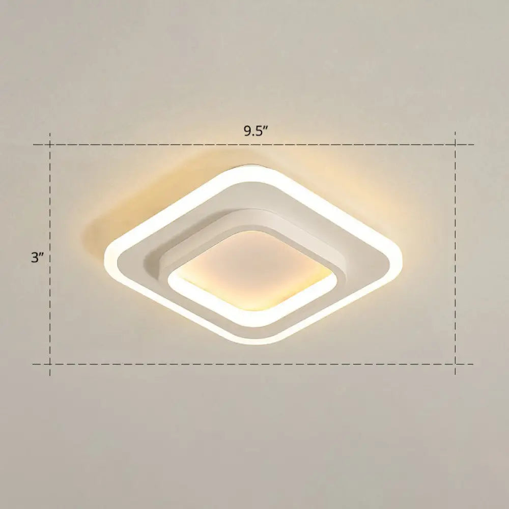 Minimalist Geometric Flushmount Ceiling Lamp - Sleek Metal Corridor Light White / Warm Square Plate