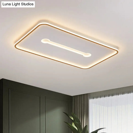 Minimalist Geometric Led Bedroom Flush Mount Light Fixture White-Gold / Warm Rectangle