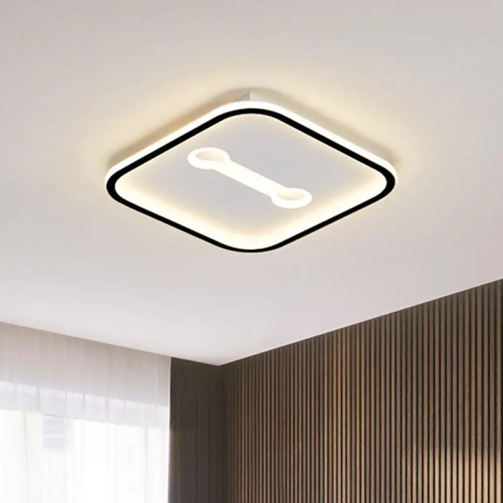 Minimalist Geometric Led Bedroom Flush Mount Light Fixture Black - White / White Square