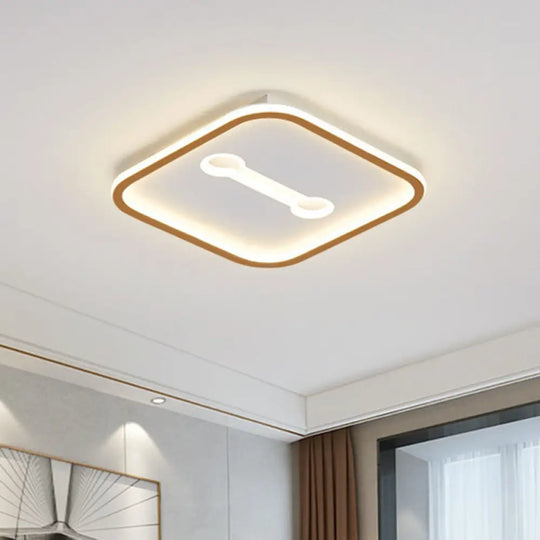 Minimalist Geometric Led Bedroom Flush Mount Light Fixture White - Gold / Warm Square