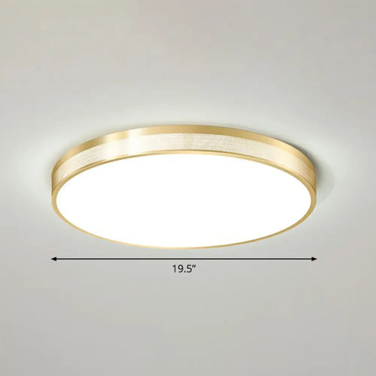 Minimalist Geometric Metal Flush Mounted Led Ceiling Light With Mesh Side Gold / Large Round