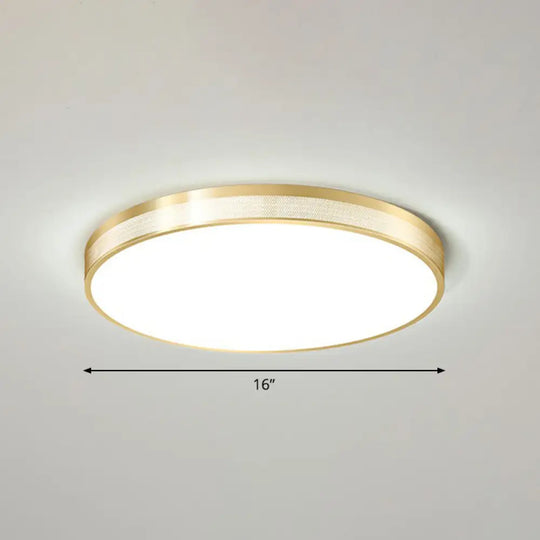 Minimalist Geometric Metal Flush Mounted Led Ceiling Light With Mesh Side Gold / Small Round