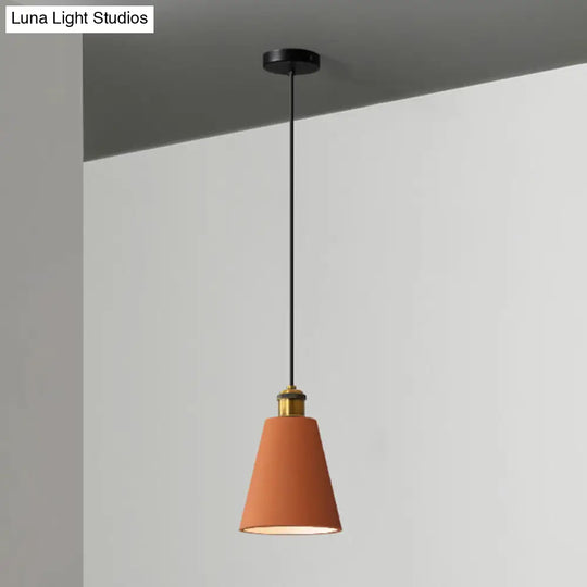 Modern Geometric Pendant Light - Stylish Resin-Cement Suspension Fixture For Dining Room Orange /