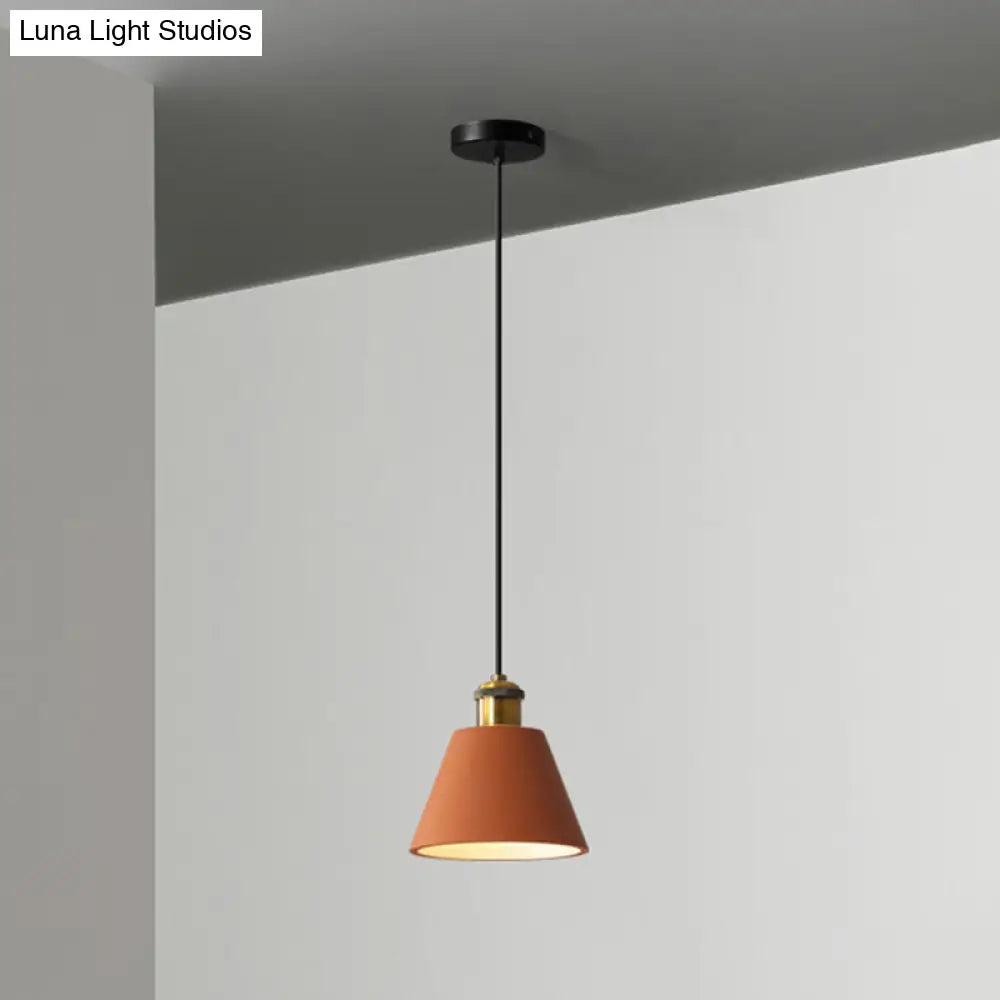 Modern Geometric Pendant Light - Stylish Resin-Cement Suspension Fixture For Dining Room Orange /