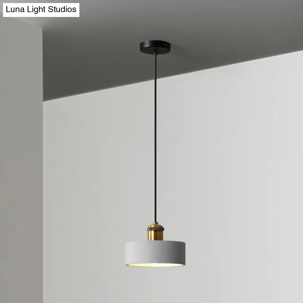 Modern Geometric Pendant Light - Stylish Resin-Cement Suspension Fixture For Dining Room Grey / Drum