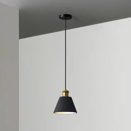 Minimalist Geometric Pendant Light - Single Resin-Cement Dining Room Suspension Fixture Black /