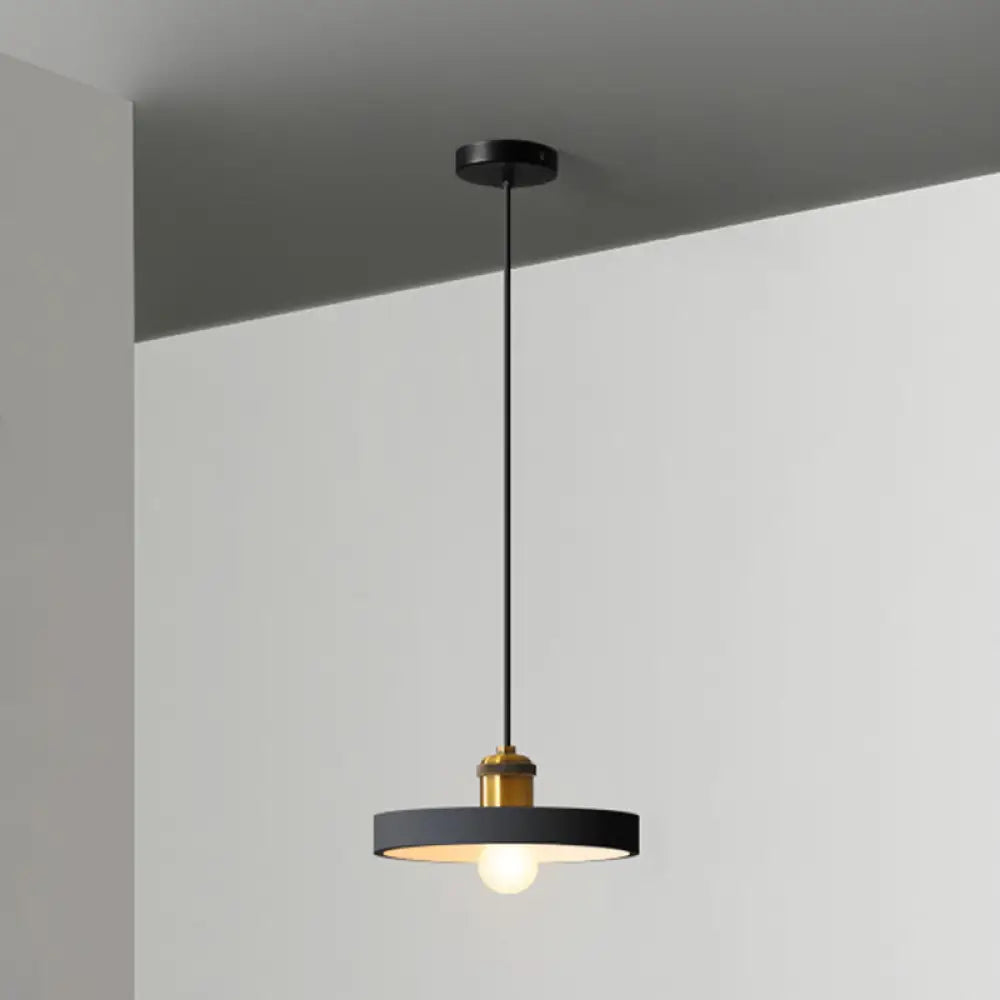 Minimalist Geometric Pendant Light - Single Resin-Cement Dining Room Suspension Fixture Black /