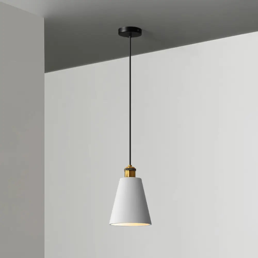 Minimalist Geometric Pendant Light - Single Resin-Cement Dining Room Suspension Fixture Grey / Cone