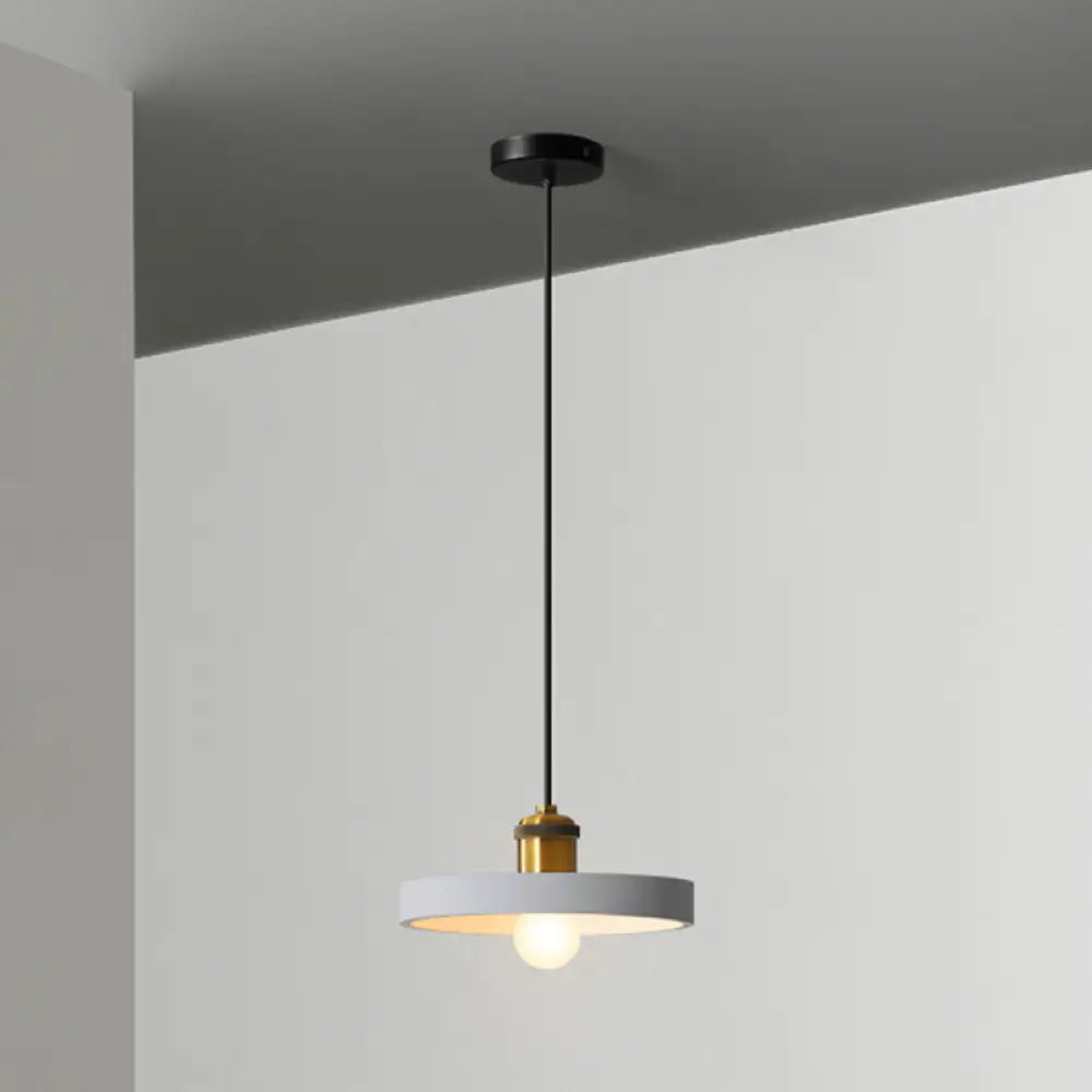 Minimalist Geometric Pendant Light - Single Resin-Cement Dining Room Suspension Fixture Grey / Round