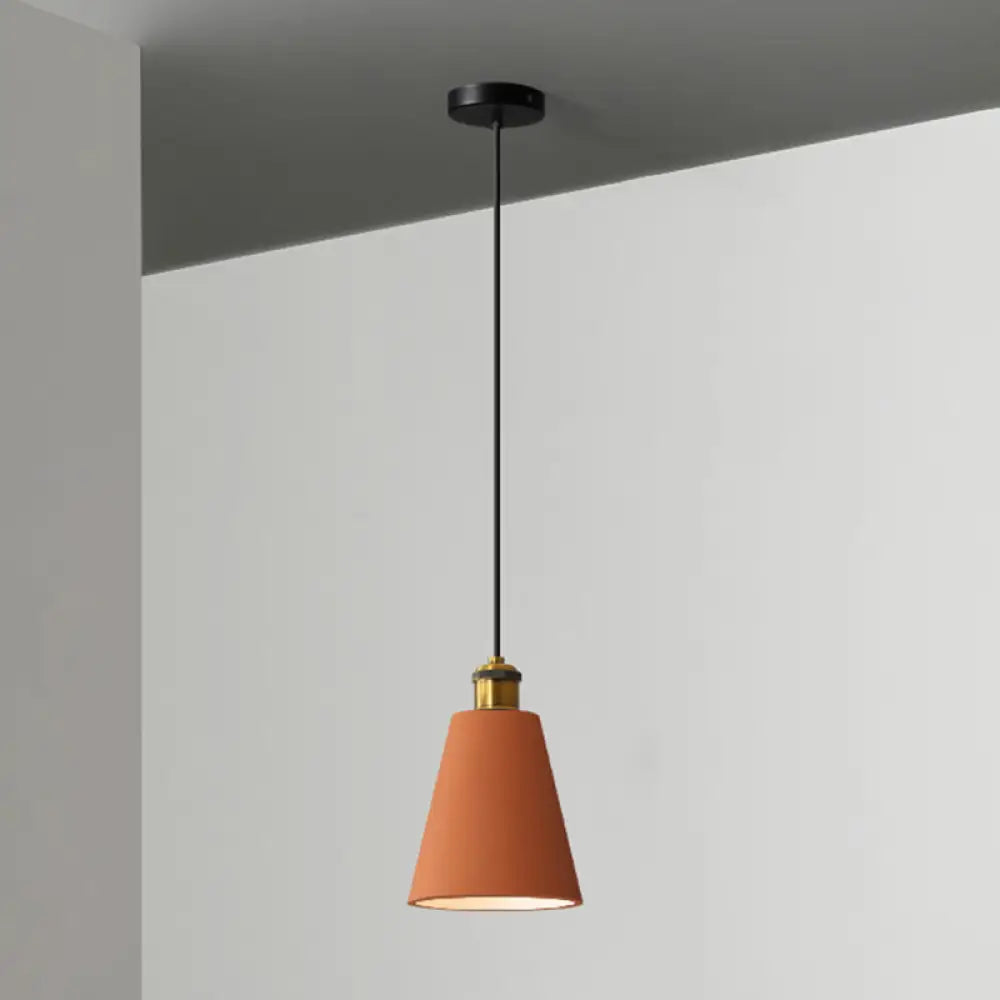 Minimalist Geometric Pendant Light - Single Resin-Cement Dining Room Suspension Fixture Orange /