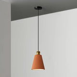 Minimalist Geometric Pendant Light - Single Resin-Cement Dining Room Suspension Fixture Orange /