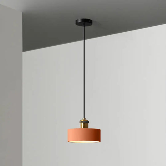 Minimalist Geometric Pendant Light - Single Resin-Cement Dining Room Suspension Fixture Orange /