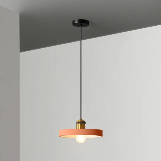 Minimalist Geometric Pendant Light - Single Resin-Cement Dining Room Suspension Fixture Orange /