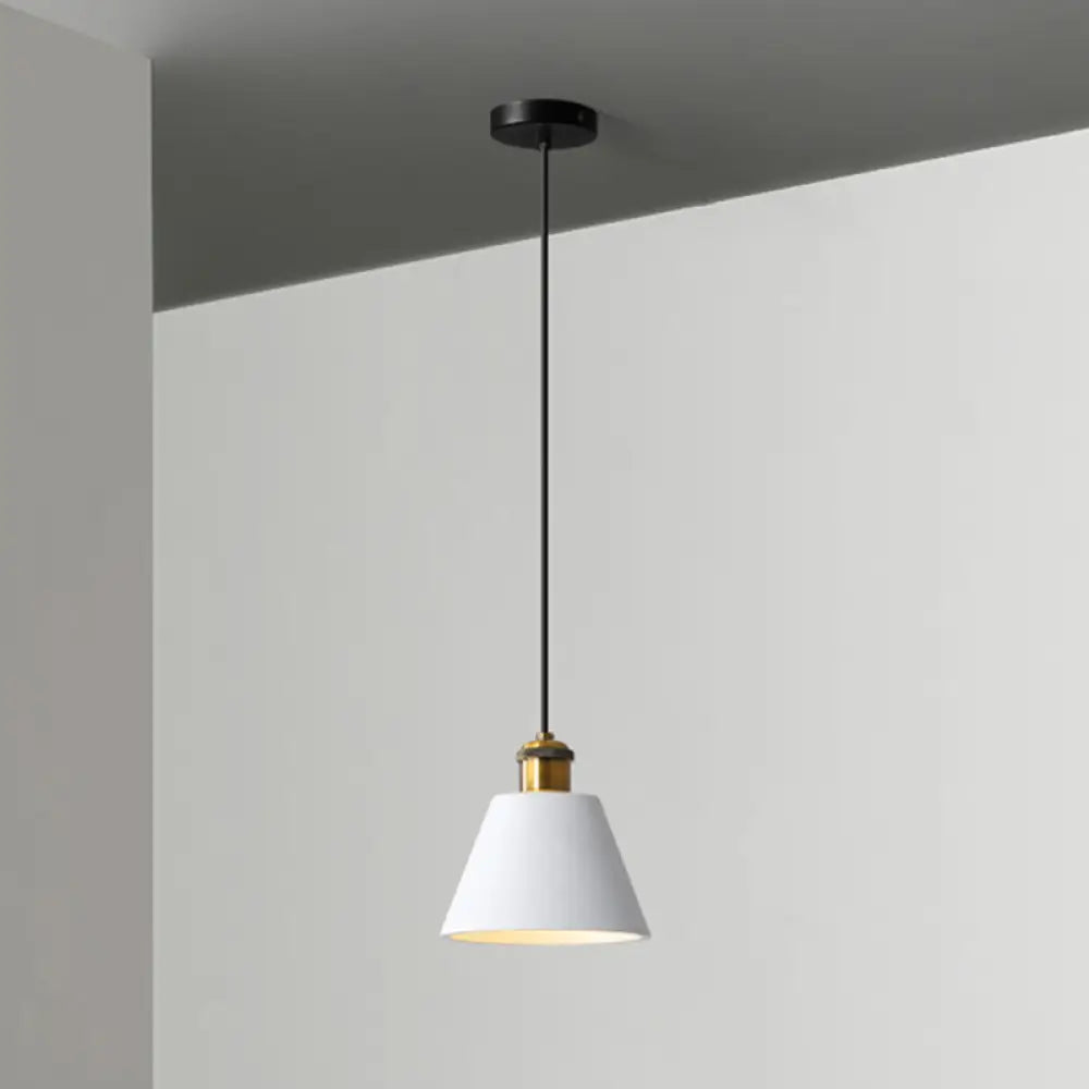 Minimalist Geometric Pendant Light - Single Resin-Cement Dining Room Suspension Fixture White /