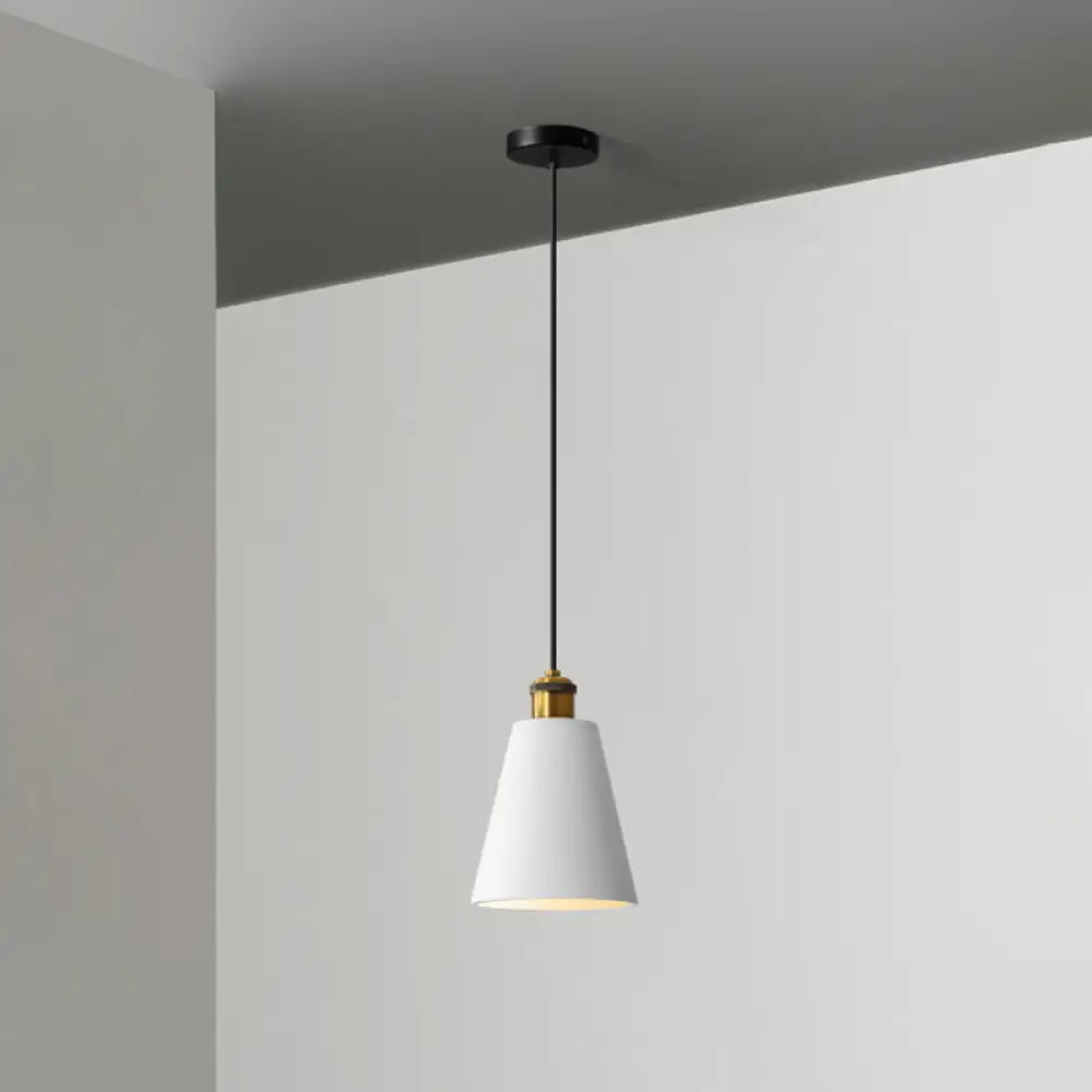 Minimalist Geometric Pendant Light - Single Resin-Cement Dining Room Suspension Fixture White / Cone